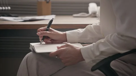 Middle Aged Man Talking to Therapist Taking Notes during Psychology Session Stock Footage 340633637
