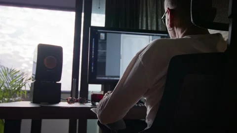 Middle-aged man working from home Stock Footage 220287749