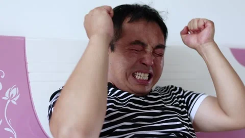 Middle-aged people are suffering from mental stress, mental breakdown, insom Stock Footage 257754471