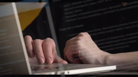 Middle-aged white woman, a developer, is searching for a job during a crisi.. Video stock 301469360