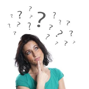 Middle aged woman thinking Stock Illustration