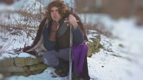 Middle ages king armor larp Stock Footage 71337225