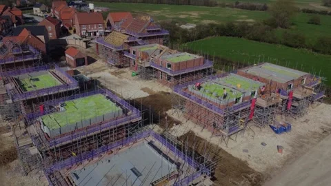 Middle class new housing development, construction site. Leeds.UK. 28.03.2024 Stock Footage 270405310