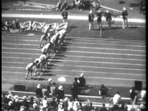 Middle-distance runner William Robert Bonthron wins at a track and field meet in Stock Footage 83225500