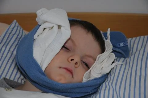 The middle ear sufferer. Stock Photos