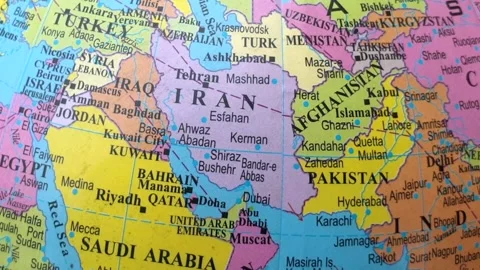 Middle East and world map Stock Footage 313422665