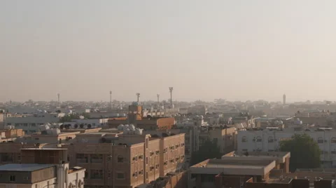 Middle East city view, rooftops, early morning (City of Dammam, Saudi Arabia) Stock-Footage 45290503