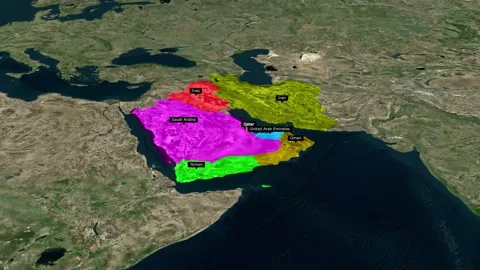 Middle East Countries Colorful Map Highlight Animation Stock Footage 331784820