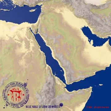 Middle East elevation map 3D Model