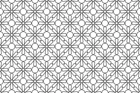 Middle east geometric seamless pattern in black line on white background. 스톡 일러스트