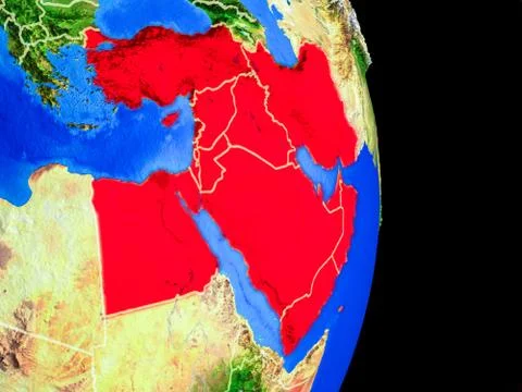 Middle East on globe from space Stock Illustration