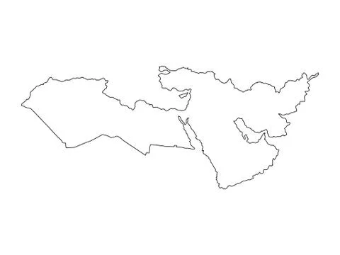 Middle East line map vector. Stock Illustration