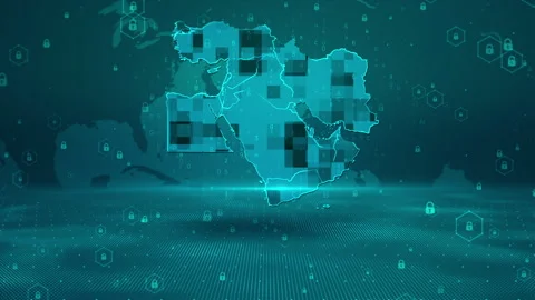 Middle East Map Password Security Digital Business Background Stock Footage 339044483