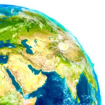 Middle East on physical globe Stock Illustration