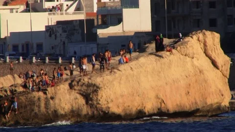 Middle East, rock jumping Stock Footage 93076830