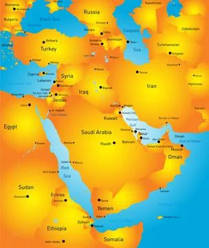 Middle East vector color map of Middle East country Copyright: xZoonar.com... Stock Photos