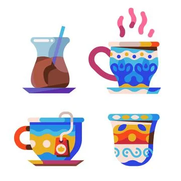 Middle Eastern and Arabic Tea and Coffee Cups Stock Illustration