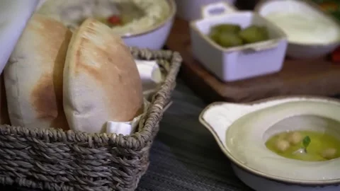 Middle Eastern Appetizers Platter Stock Footage 319951538