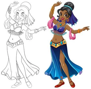 Middle Eastern Belly Dancer Cartoon Vector Illustration Illustrazione stock