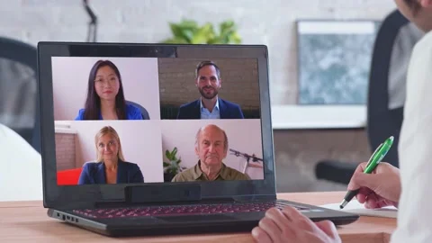 Middle-eastern business man remote worker video conferencing arab boss and Stock Footage 137274322