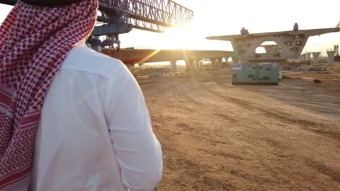 Middle eastern businessman inspecting construction work on site Stock Footage 231610243