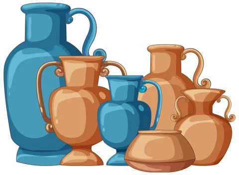 Middle Eastern Clay and Ceramic Vases Collection Illustration Stock Illustration