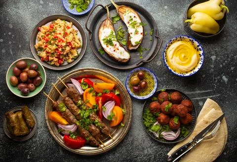 Middle eastern dinner table Stock Photos