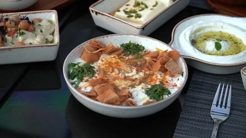 Middle Eastern Dishes Spread Stock Footage 319950171