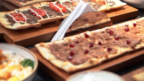 Middle Eastern Flatbread Selection Stock Footage 318303484