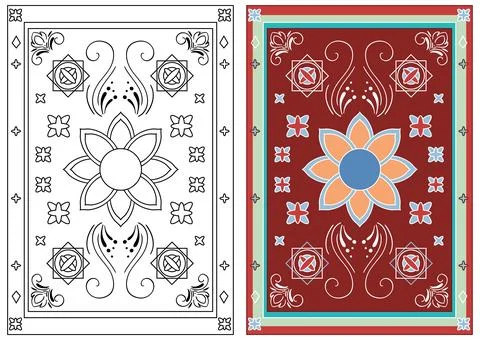 Middle Eastern Floral Geometric Pattern in Vector Illustration Stock Illustration