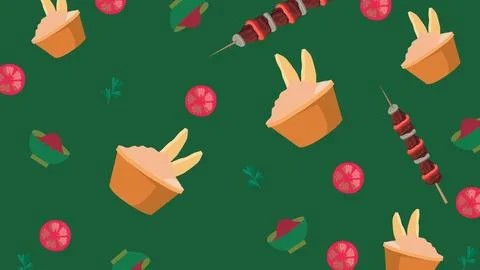 Middle Eastern grill background Stock Illustration