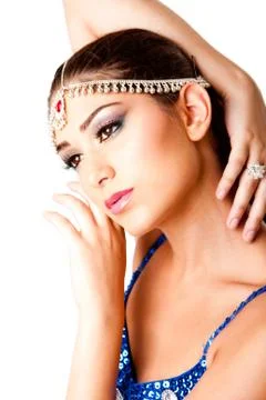 Middle Eastern Makeup Beauty Face with hands Stock Photos