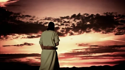 Middle Eastern Man watches Sunset Video stock 46648549