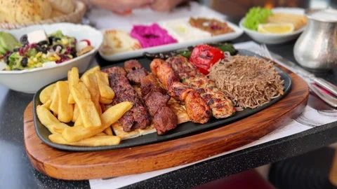 Middle Eastern Mixed Grill Platter Stock Footage 335188851