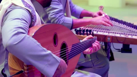 Middle Eastern Oud and Qanun Player, Arabic Music Instrument Stock Footage 304731512