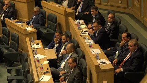 Middle Eastern politicians in national assembly Jordan Stock Footage