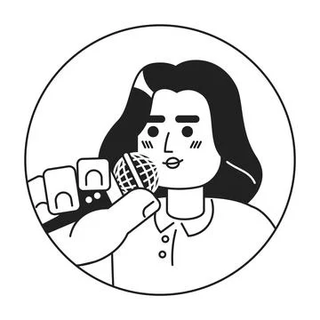 Middle eastern professional lady speaker bw 2D vector avatar illustration Stock Illustration