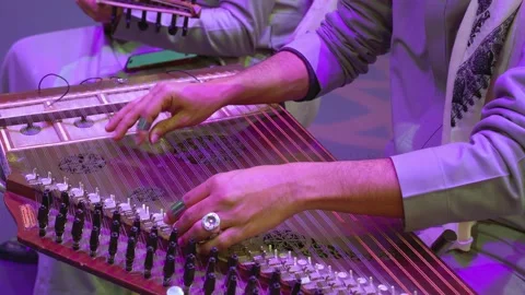 Middle Eastern Qanun Player, Arabic Music Instrument Stock Footage 304498356