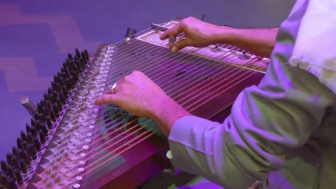 Middle Eastern Qanun Player, Arabic Music Instrument Stock Footage 304731554