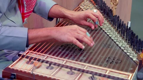 Middle Eastern Qanun Player, Arabic Music Instrument Stock Footage 304737743