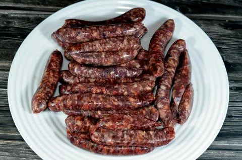 Middle Eastern raw fresh beef sausage, Egyptian sausages. it is a dry, spic.. Stock Photos
