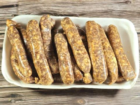 Middle Eastern raw fresh beef sausage, Egyptian sausages. it is a dry, spic.. Stock Photos