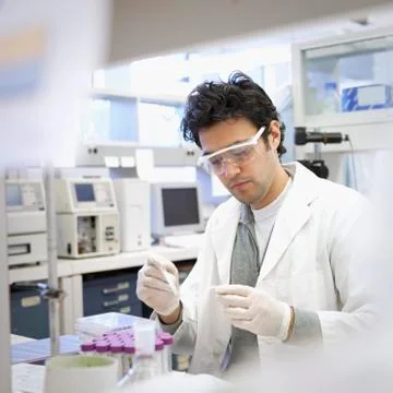 Middle Eastern scientist working in laboratory 스톡 사진