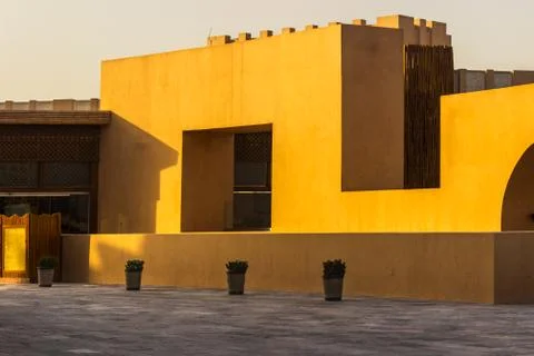 Middle Eastern Square Architecture Desert Building Exterior Detail Stock Photos