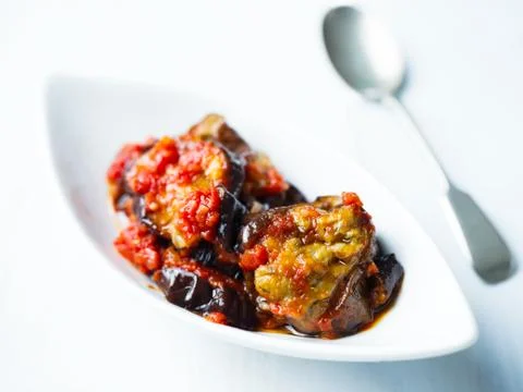 Middle eastern stewed eggplant Stock Photos