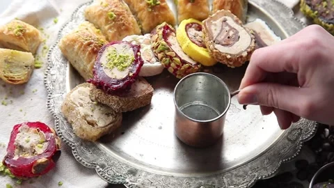 Middle eastern sweets Stock Footage 260374338
