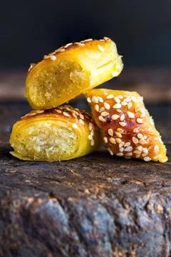 Middle Eastern sweets on rustic background Stock Photos