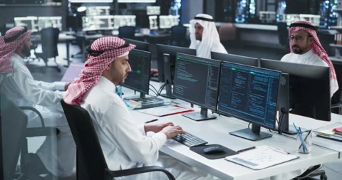 Middle Eastern Team of Software Developers Working in Office Stock Footage 243566235