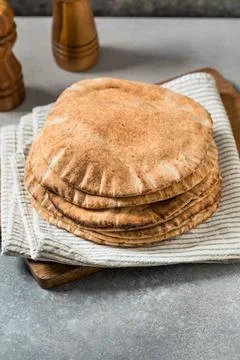 Middle Eastern Whole Wheat Flatbread Pita Bread Stock Photos