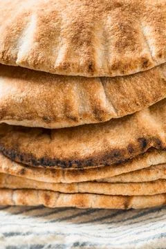 Middle Eastern Whole Wheat Flatbread Pita Bread Stock Photos